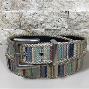 Vintage Belt M Woven Western Boho Silver Buckle
